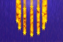 EU - Fallende EU-Sterne mit Schweif auf Flagge